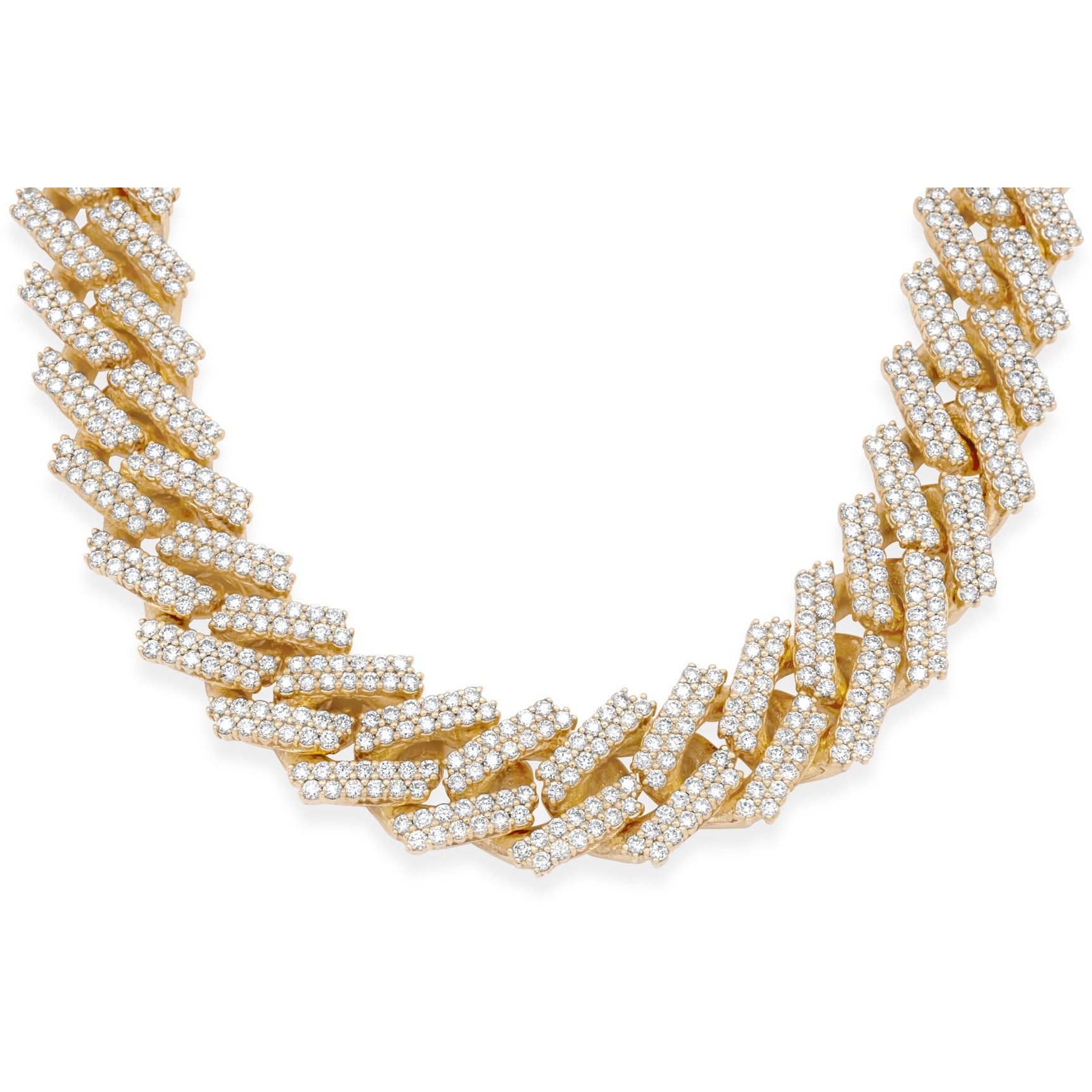 14k Solid Yellow Gold Diamond Cuban Chain 34.25ctw