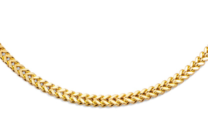 14K Yellow Gold Hollow Franco Chain 4mm