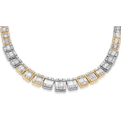 14k Solid Yellow and White Gold Baguette Diamond Chain 16.47 ctw