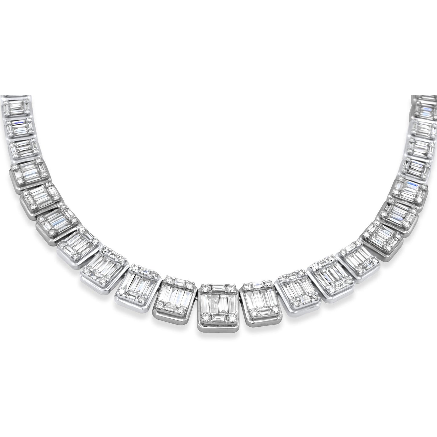 14k White Gold Baguette Diamond Chain 15.47 ctw