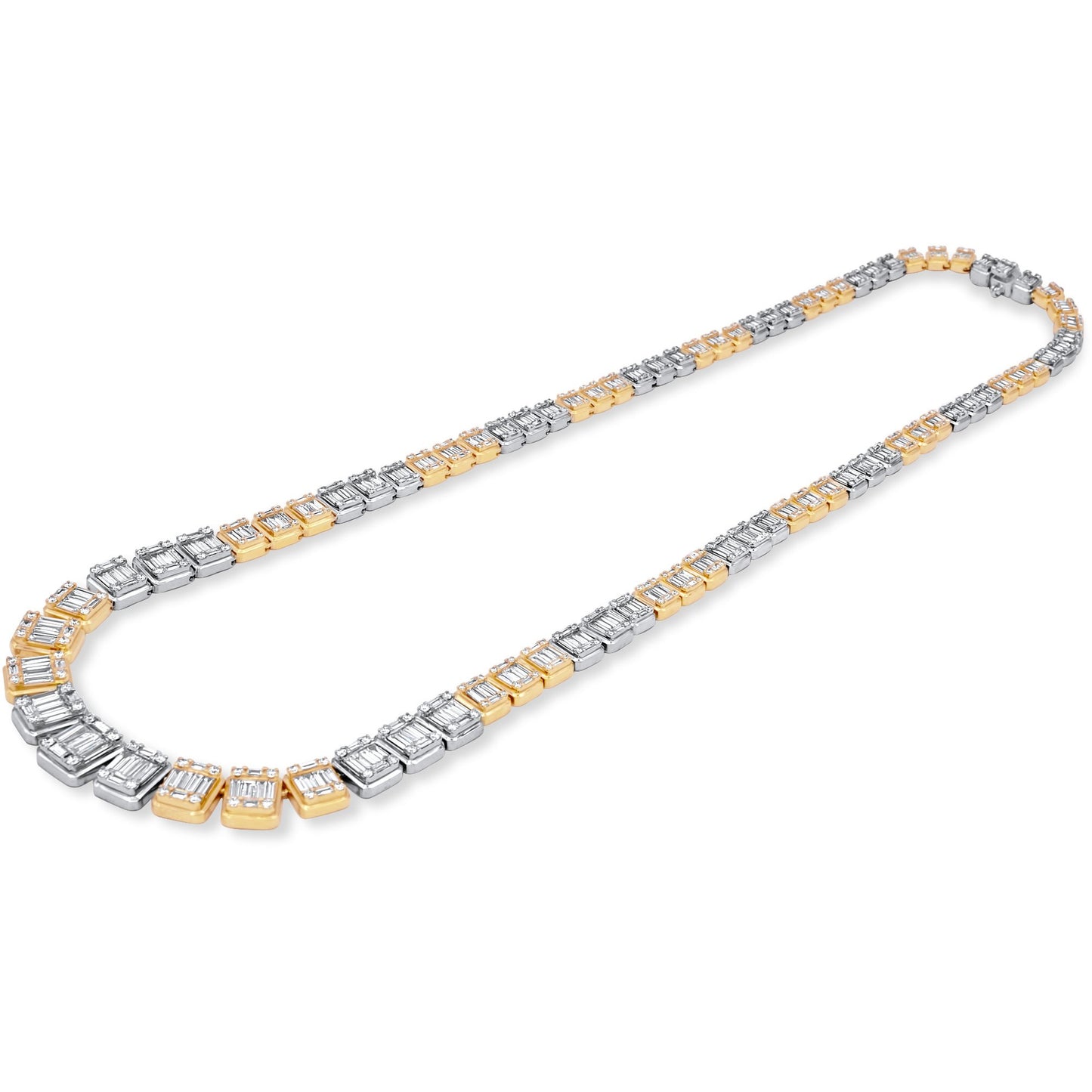 14k Solid Yellow and White Gold Baguette Diamond Chain 16.47 ctw