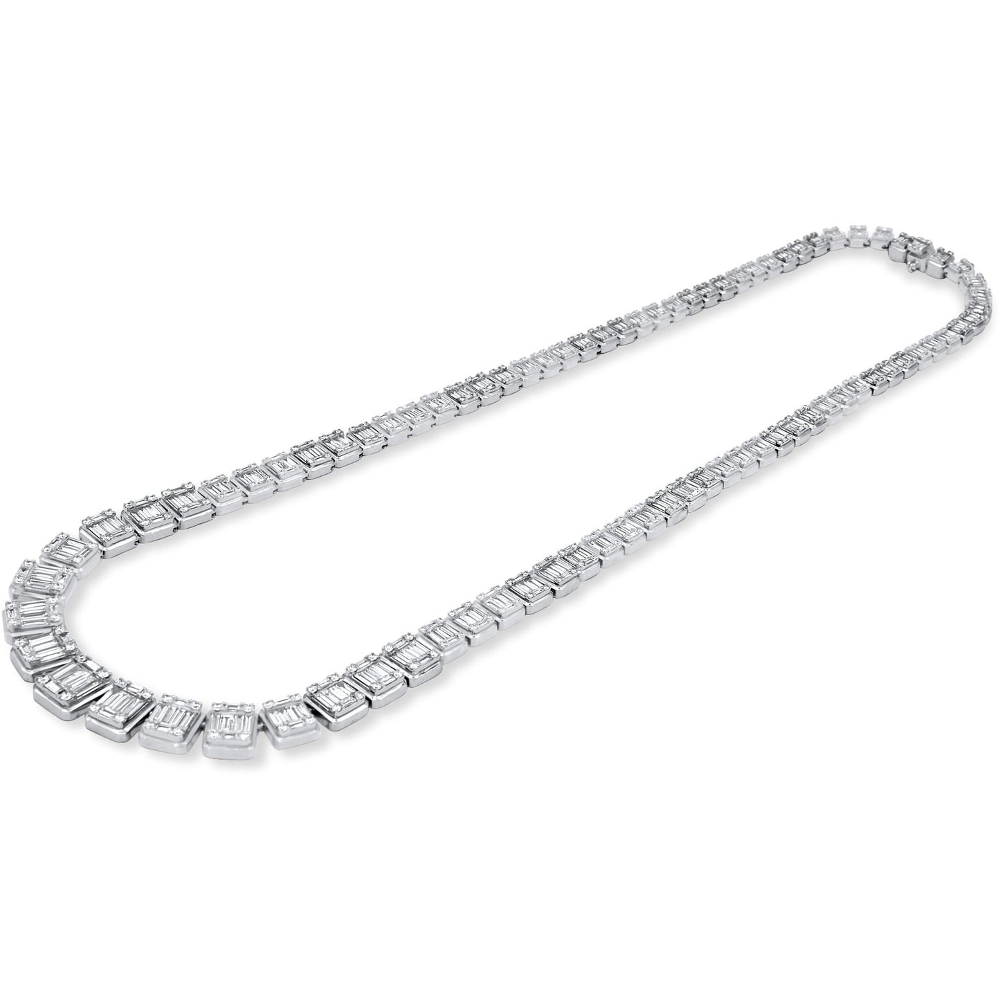 14k Two-Tone Solid Gold Baguette Diamond Chain 15.47ctw