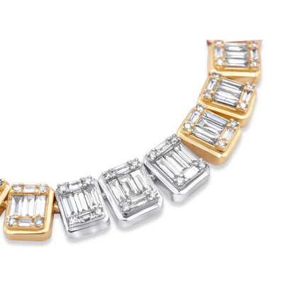 14k Solid Yellow and White Gold Baguette Diamond Chain 16.47 ctw