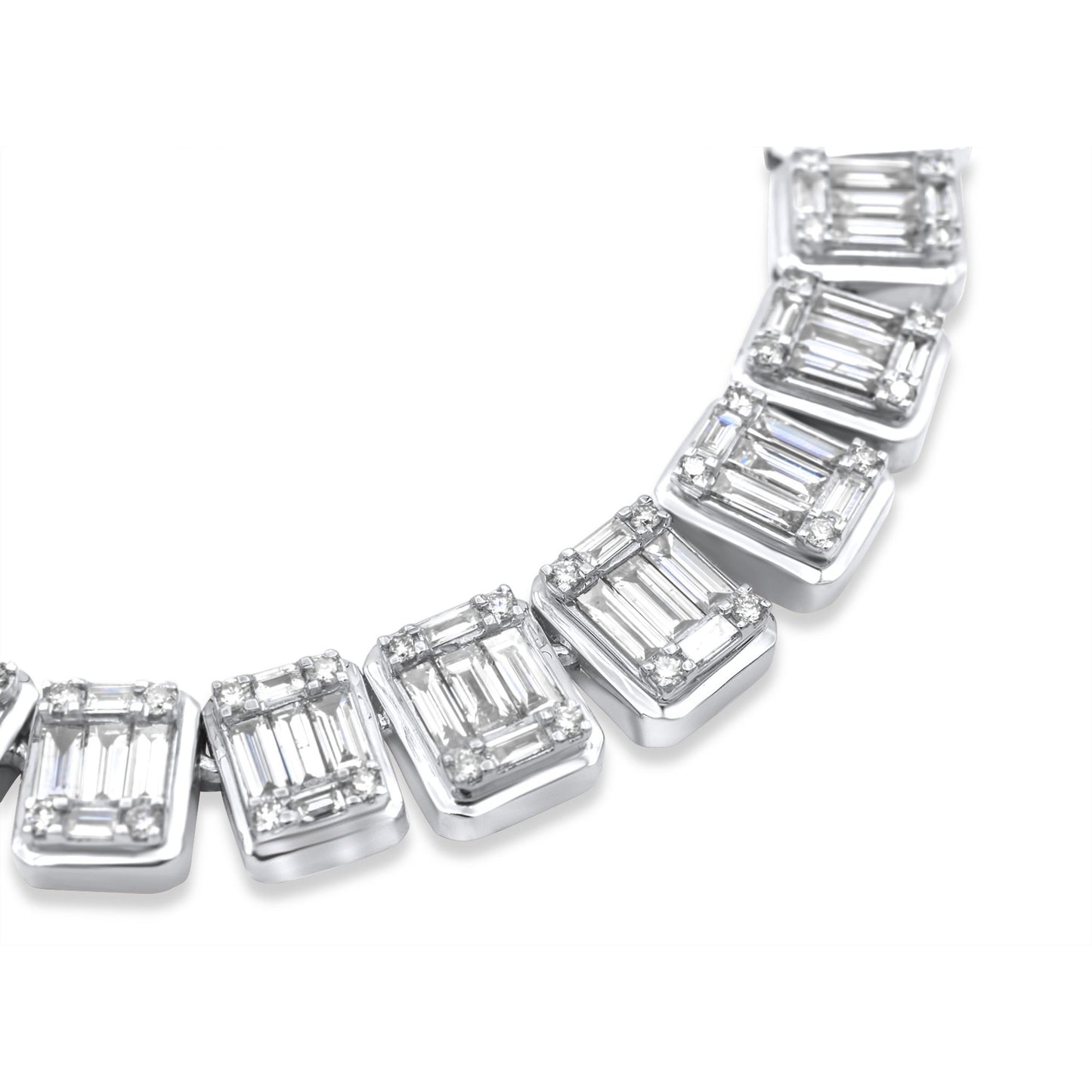 14k White Gold Baguette Diamond Chain 15.47 ctw