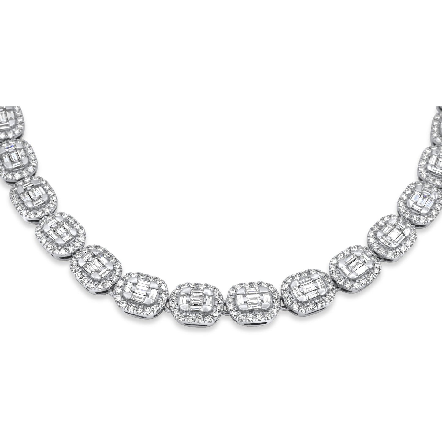 14k White Gold Baguette Diamond Chain 18.05 ctw