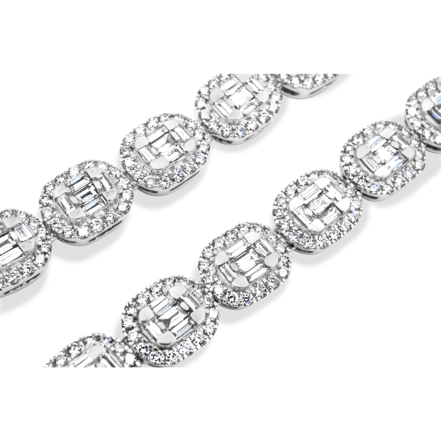 14k White Gold Baguette Diamond Chain 18.05 ctw