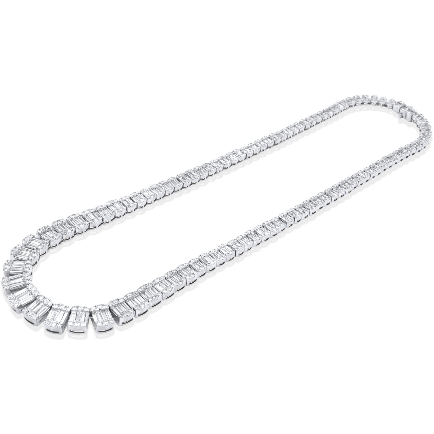 14k Solid Gold Baguette Diamond Chain 30.38 ctw