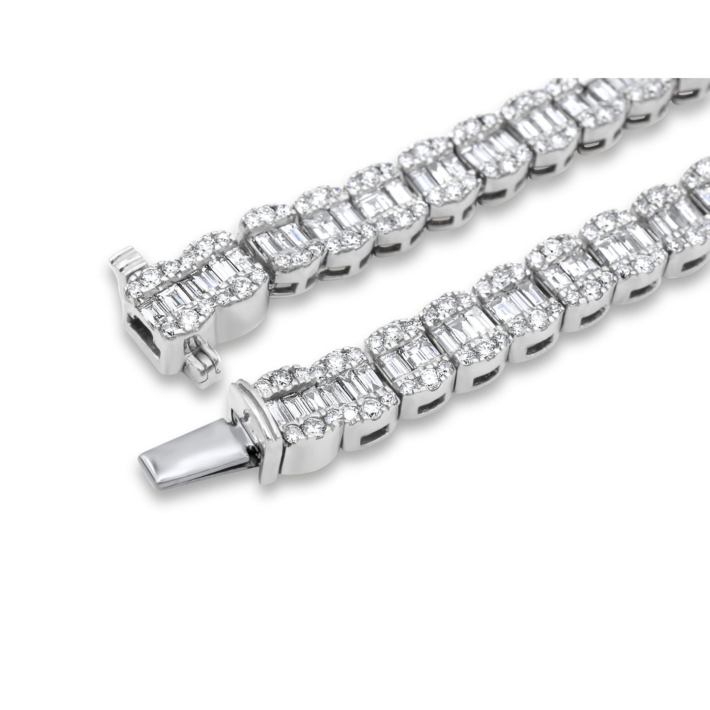 14k White Gold Baguette Chain 30.38 ctw