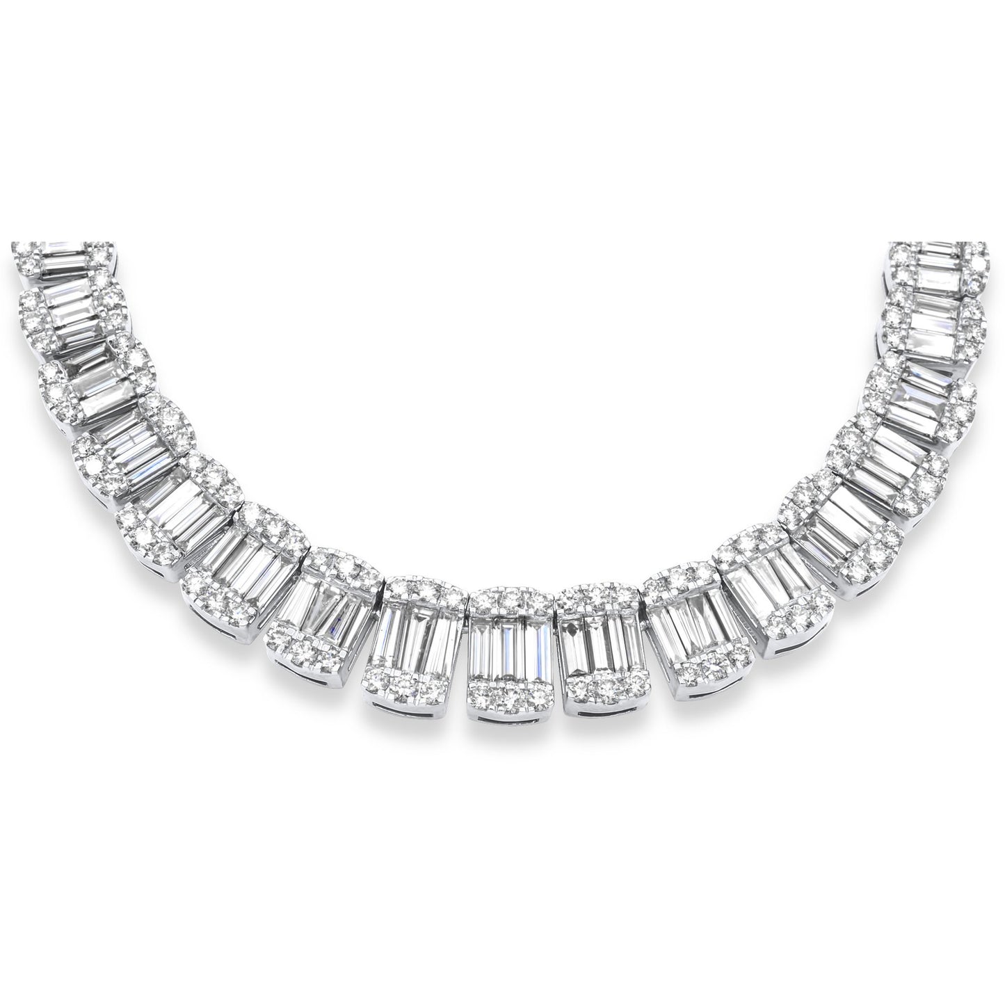 14k White Gold Baguette Chain 30.38 ctw