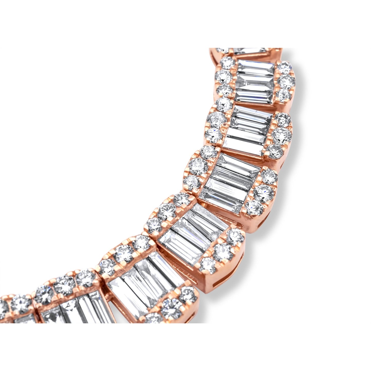 14k Rose Gold Diamond Baguette Chain 30.38 ctw