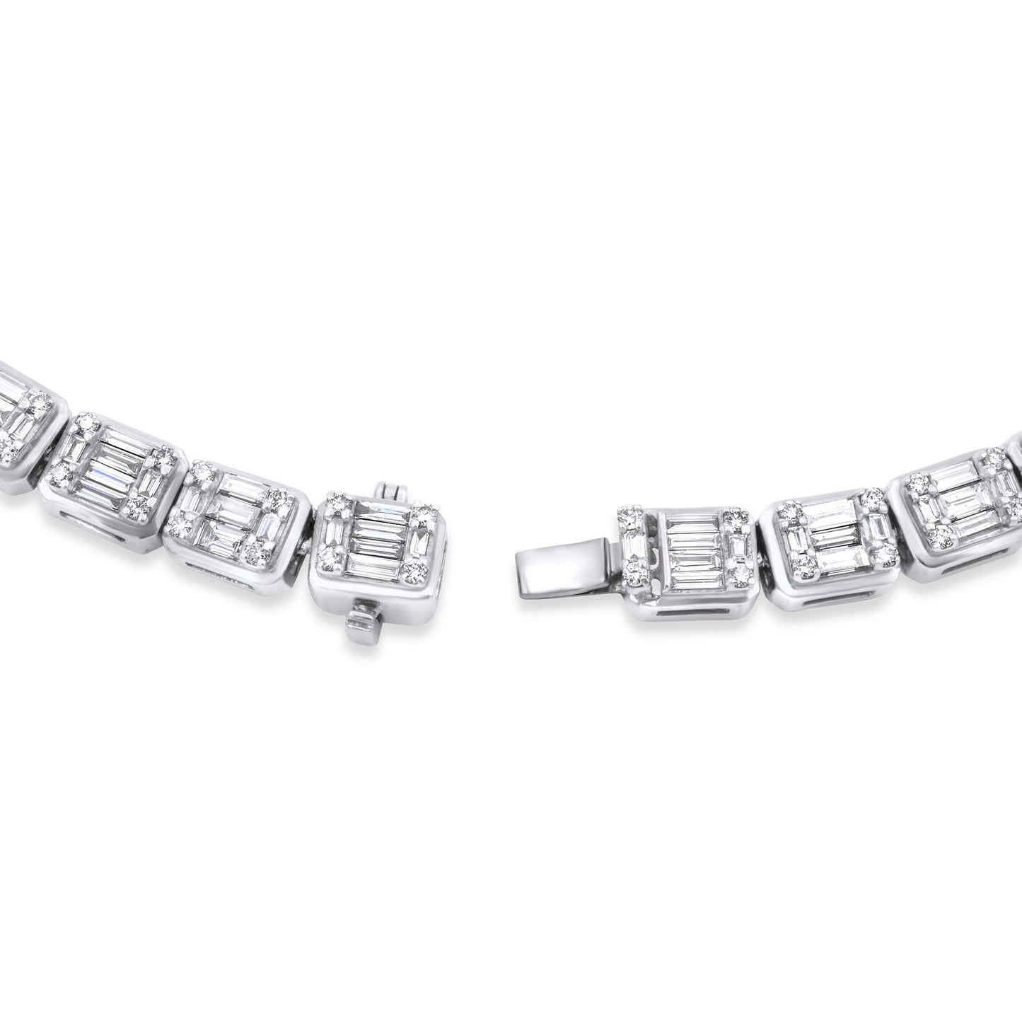 14k White Gold Baguette Chain 11.91 ctw