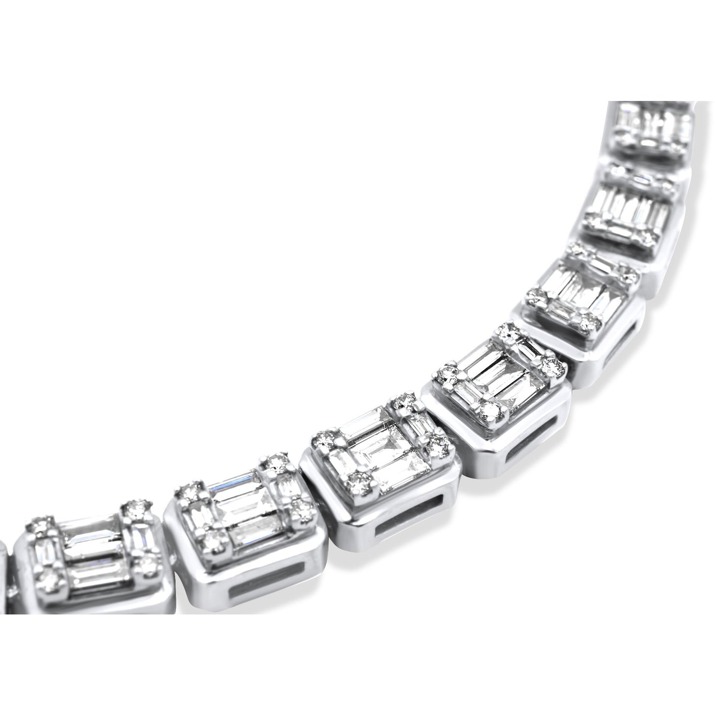 14k White Gold Baguette Chain 11.91 ctw