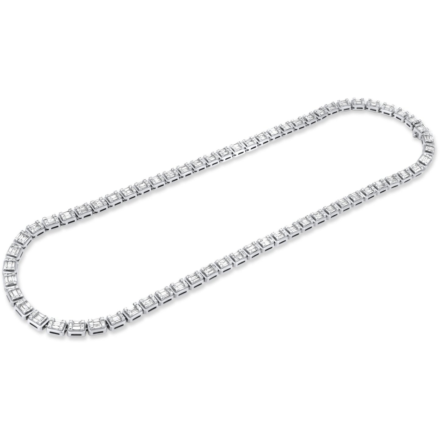 14k White Gold Baguette Chain 11.91 ctw