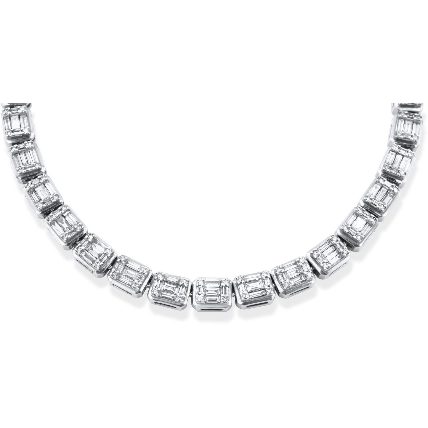 14k White Gold Baguette Chain 11.91 ctw