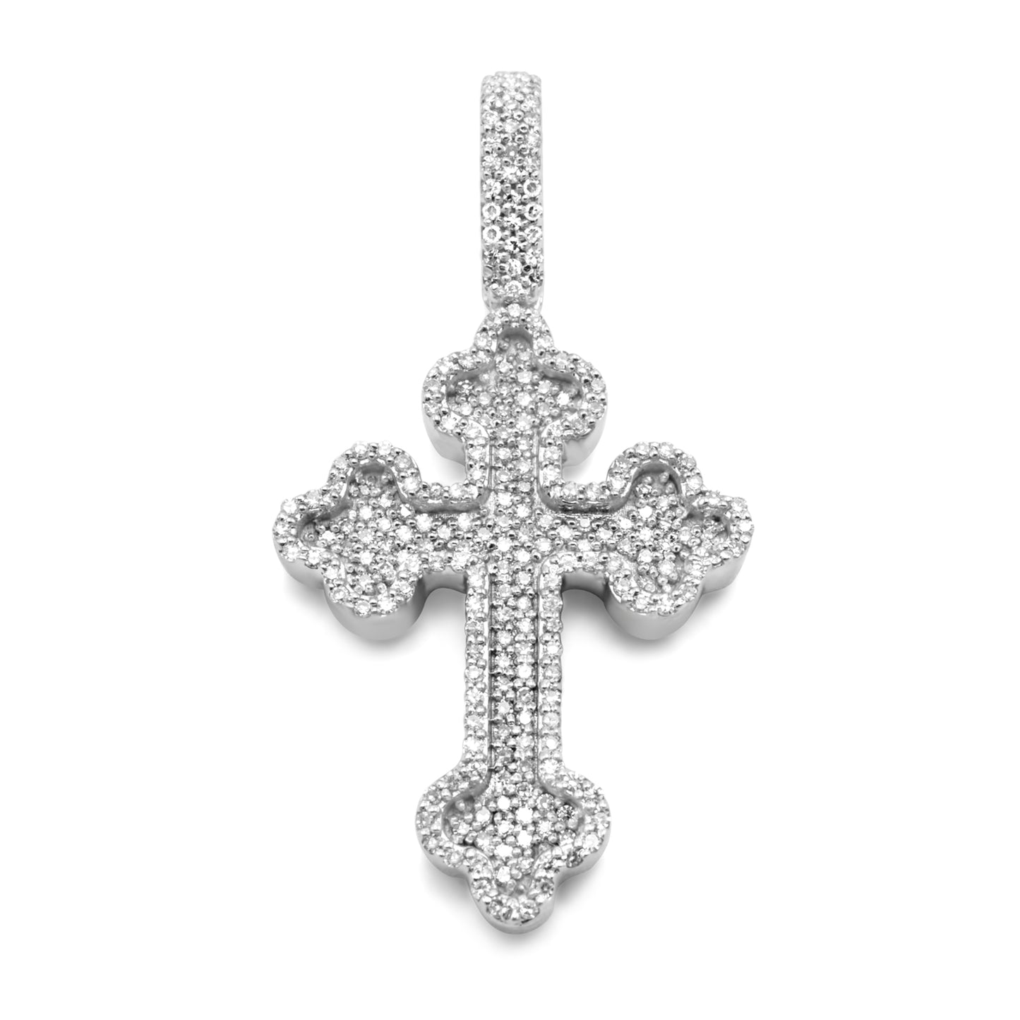 14k White Gold Diamond Cross Pendant 0.41ctw