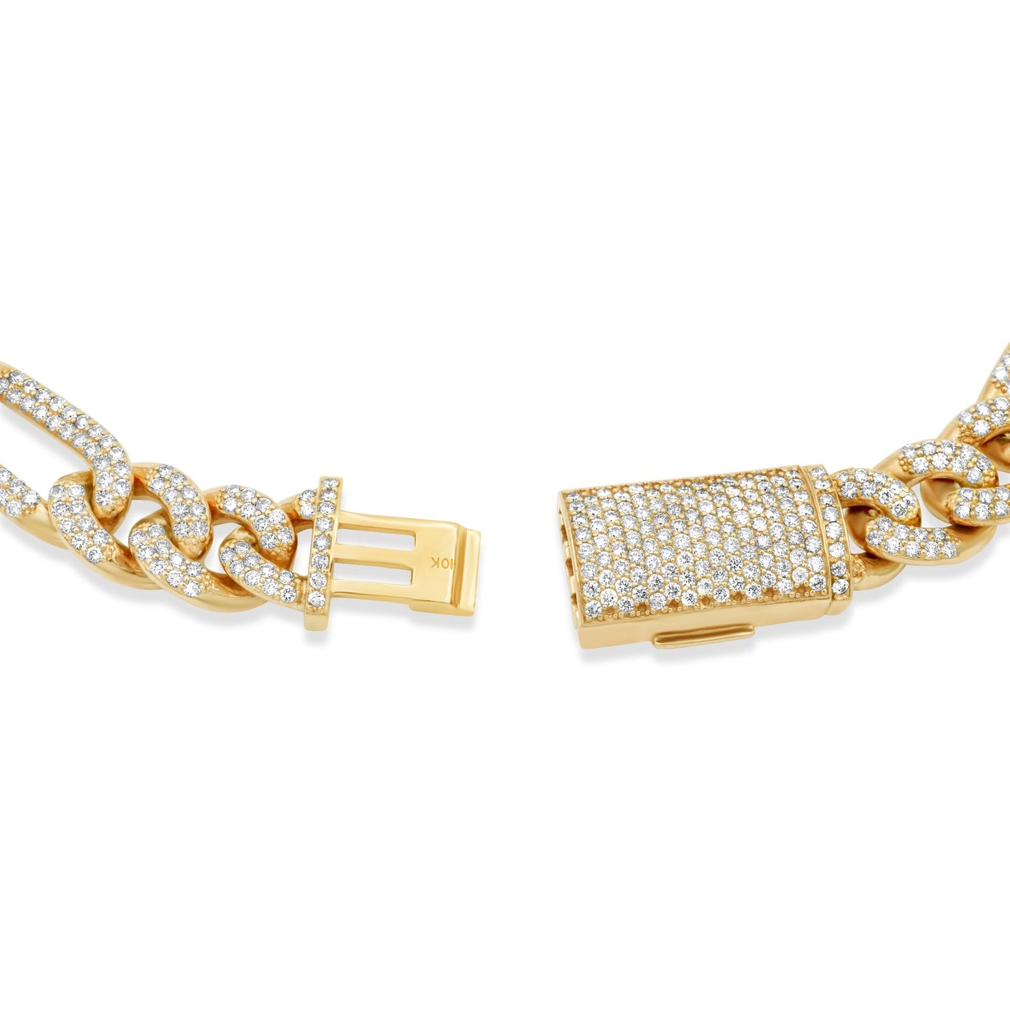 14k Solid Gold Diamond Figaro Chain 17.00ctw