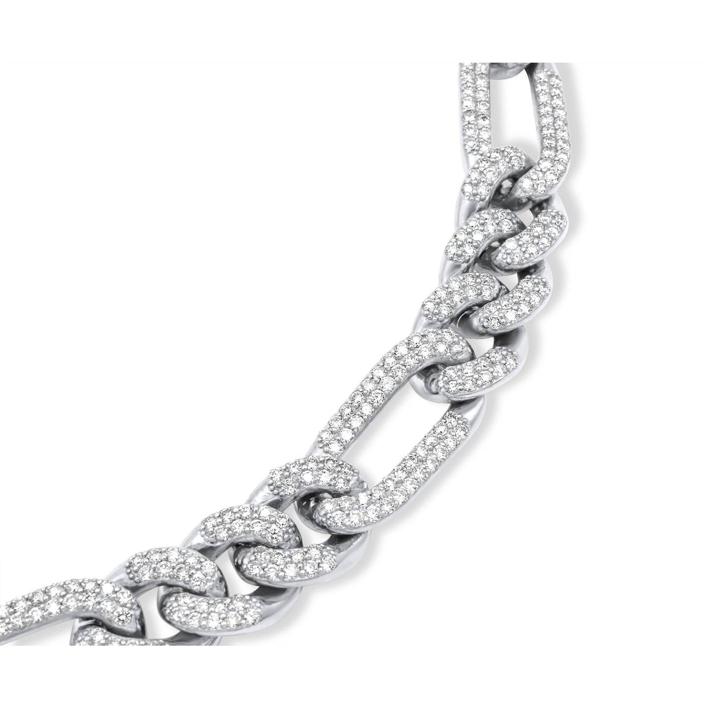 14k Solid Gold Diamond Figaro Chain 17.00ctw