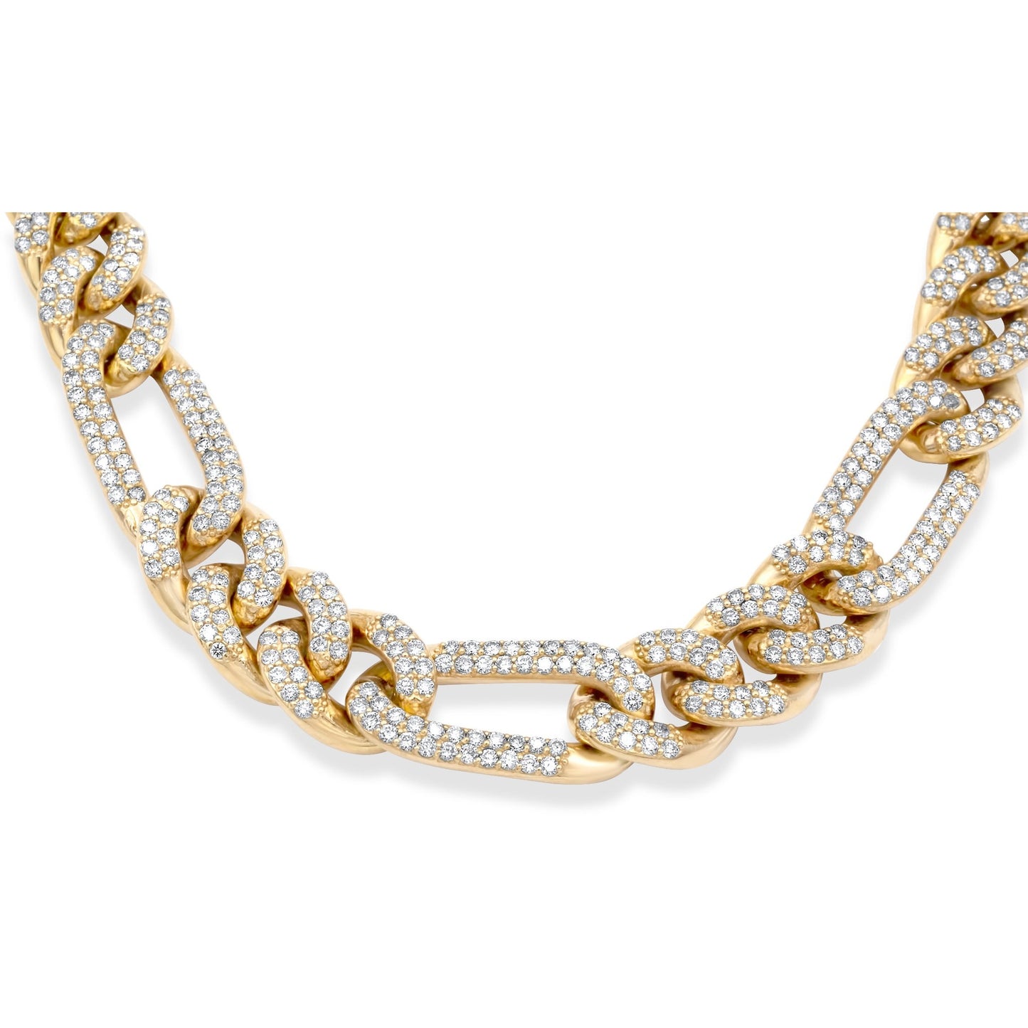 14k Solid Gold Diamond Figaro Chain 17.00ctw