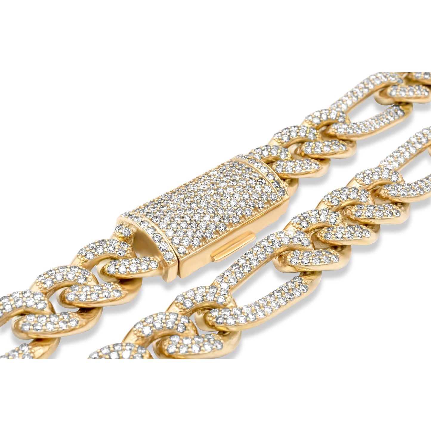 14k Solid Gold Diamond Figaro Chain 17.00ctw