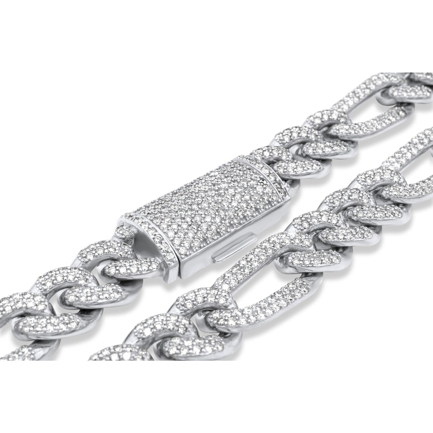 14k Solid Gold Diamond Figaro Chain 17.00ctw