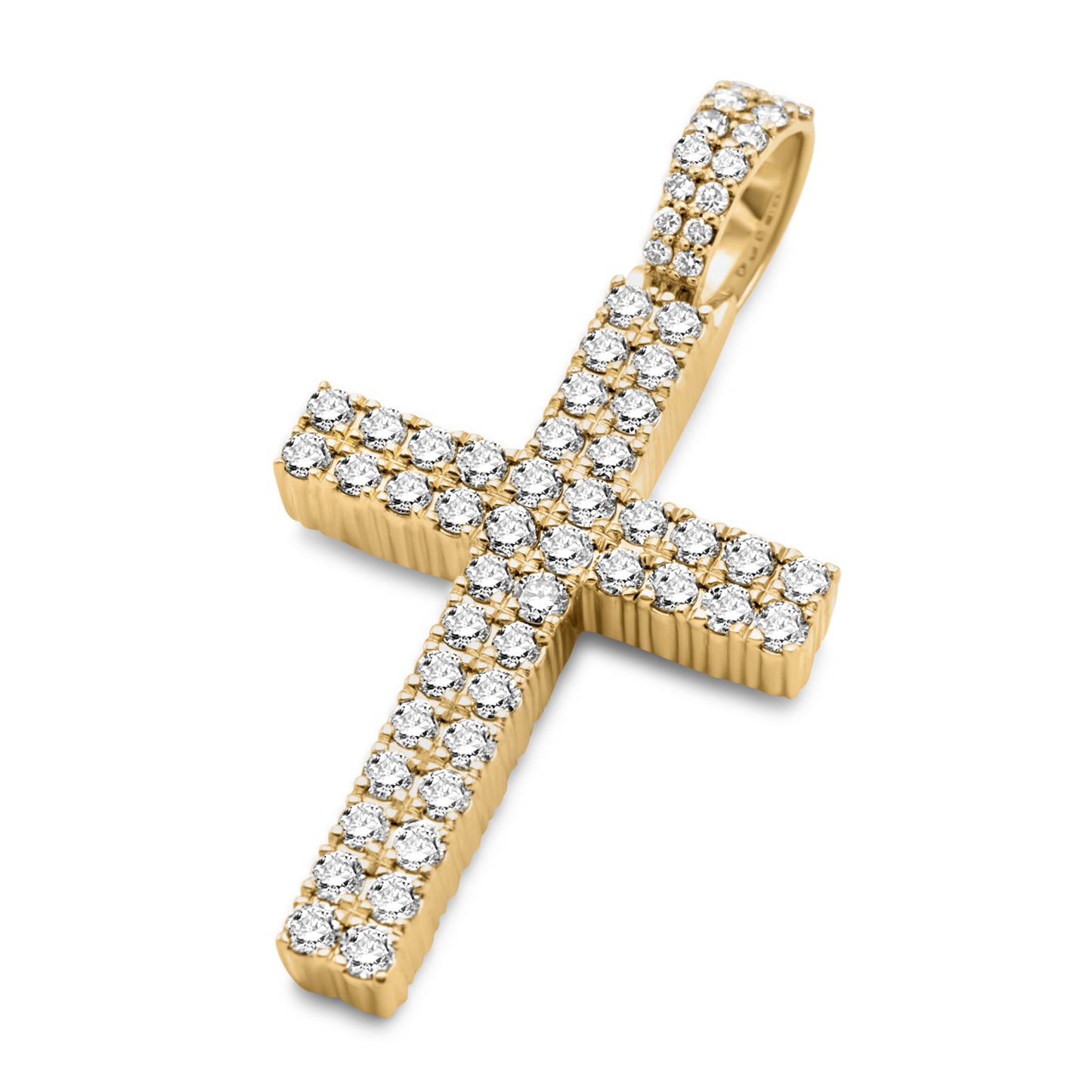 14K Yellow Gold Cross Pendant 2.20ctw