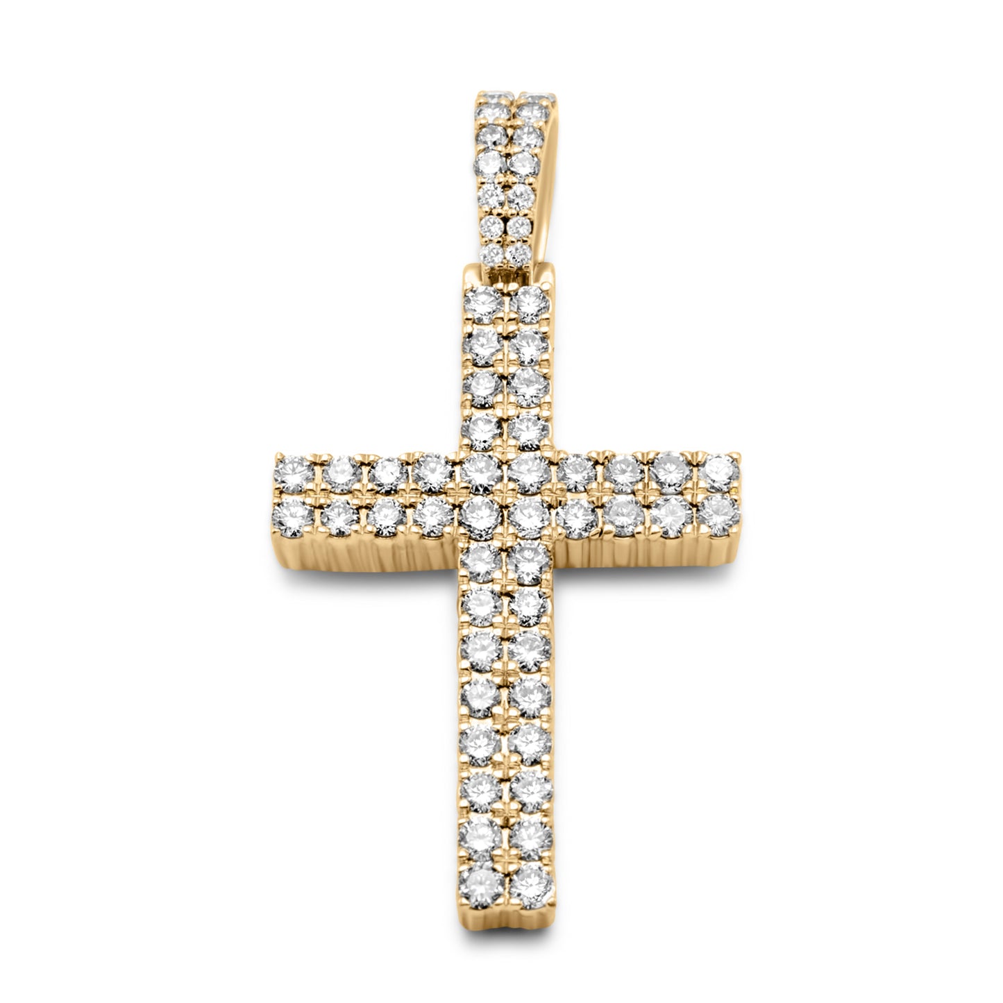 14K Yellow Gold Cross Pendant 2.20ctw