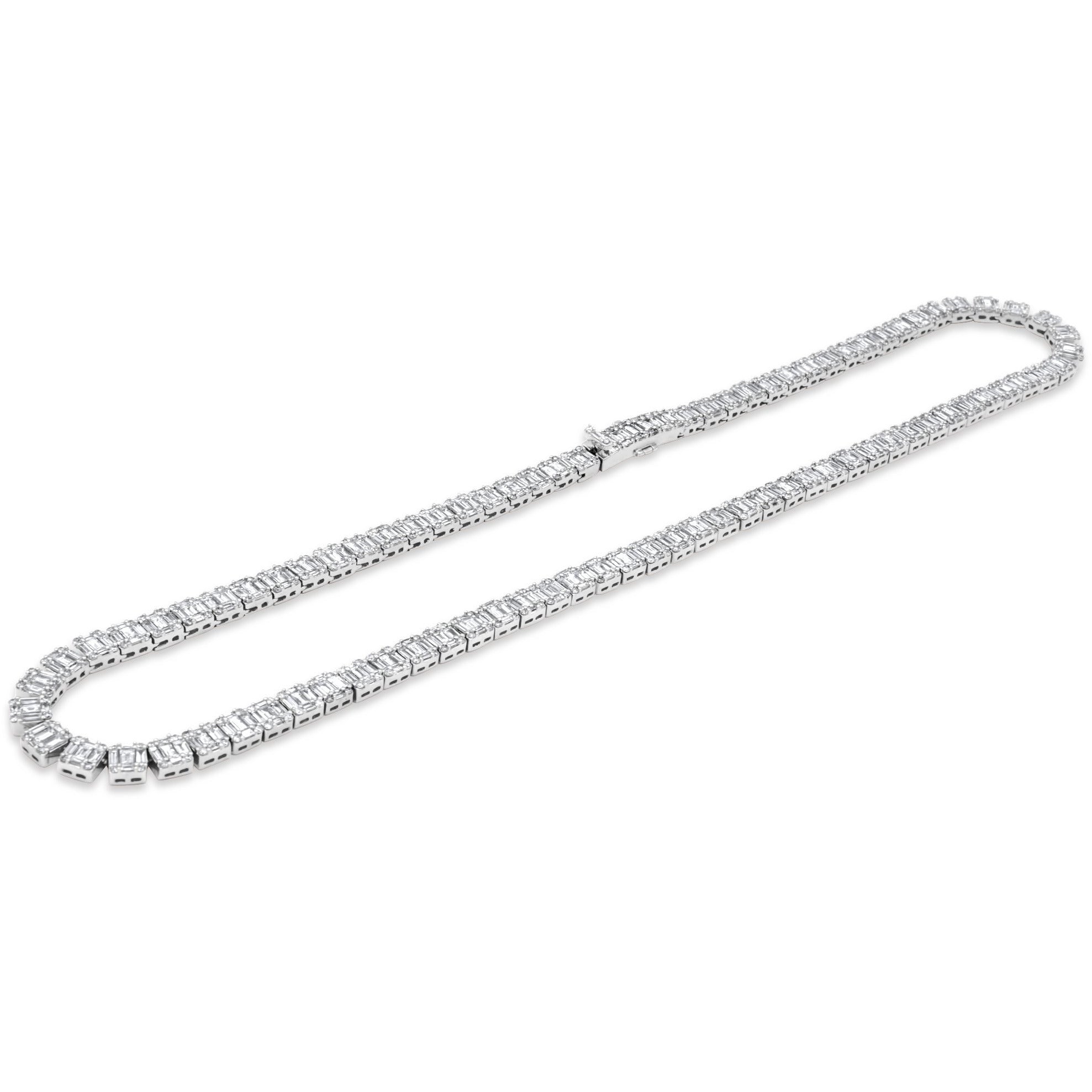 Silver baguette diamond good chain