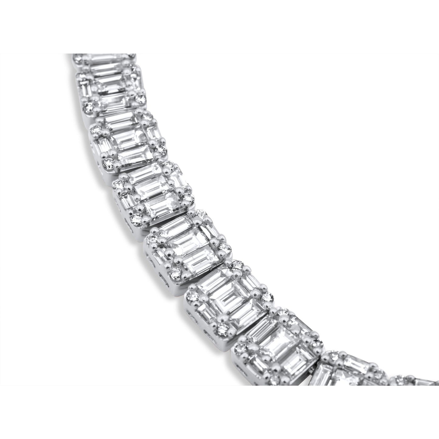 14k White Gold Baguette Diamond Chain 24.04ctw