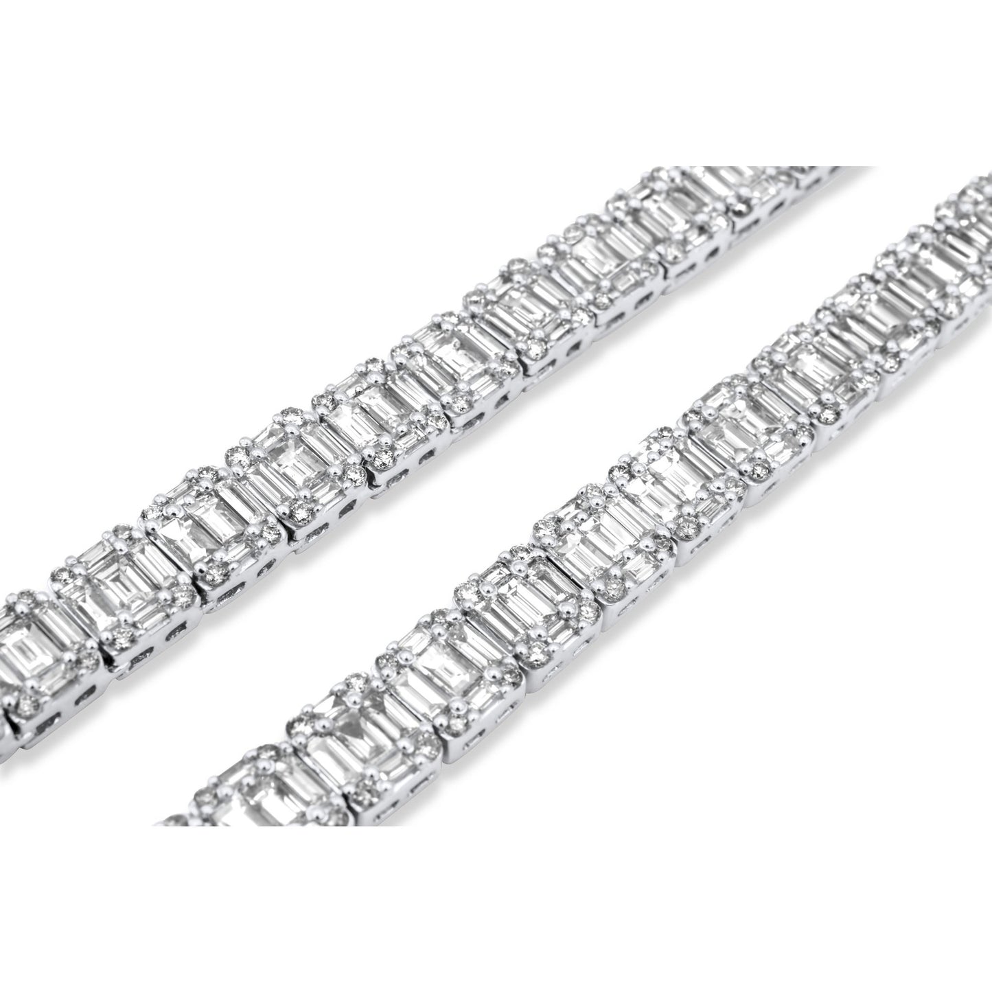 14k White Gold Baguette Diamond Chain 24.04ctw