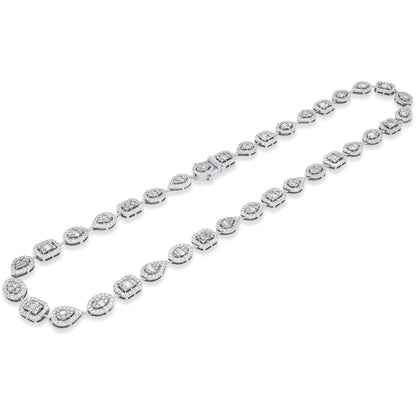 14k White Gold Fancy Shape Baguette Diamond Chain 14.87 ctw