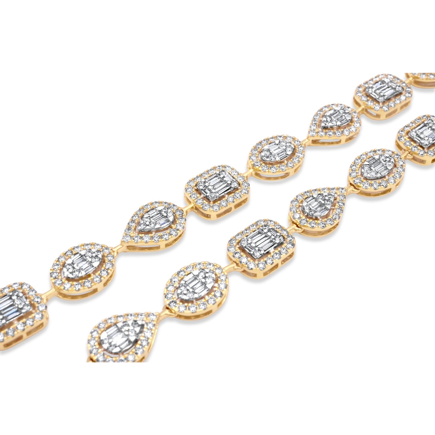 14k Yellow Gold Fancy Shape Baguette Diamond Chain 14.87 ctw