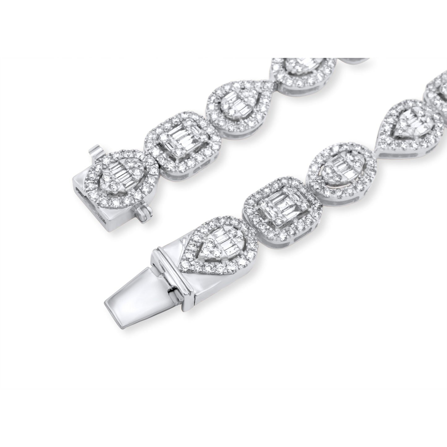 14k White Gold Fancy Shape Baguette Diamond Chain 14.87 ctw