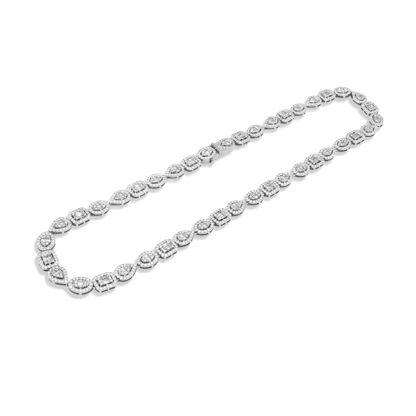 14k Solid White Gold Diamond Baguette Chain 12.91 ctw