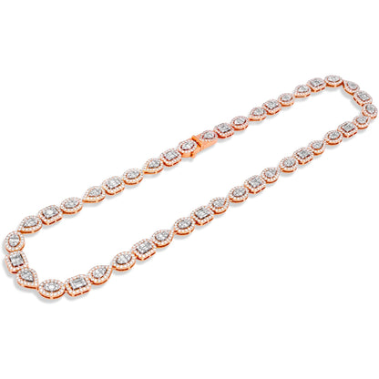 14k Rose Gold Fancy Shape Baguette Chain 12.91ctw