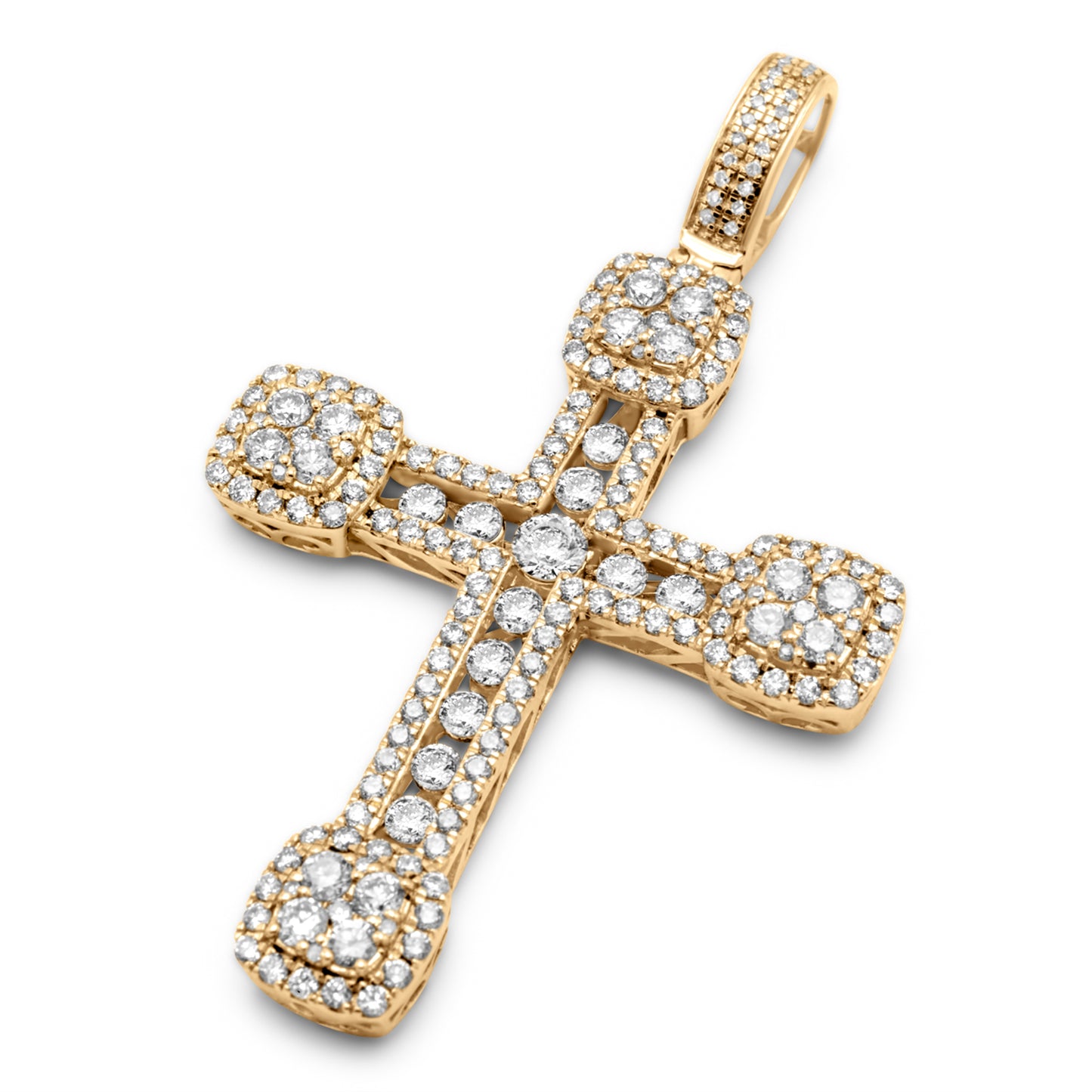 10K Yellow Gold Diamond Cross 2.62 ctw