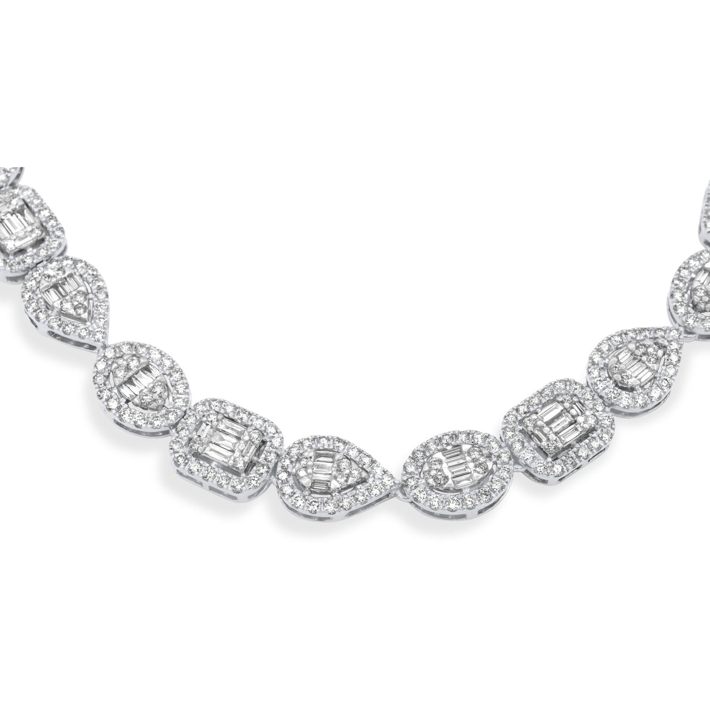 14k Solid White Gold Diamond Baguette Chain 12.91 ctw