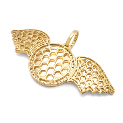 10k Yellow Gold Wing Diamond Picture Pendant 2.85ctw