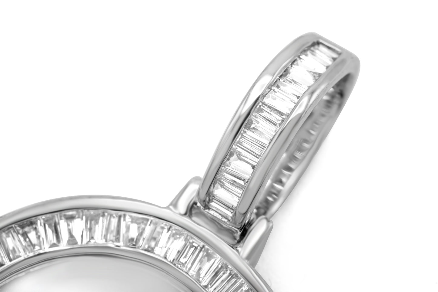 10K White Gold Diamond Baguette Picture Pendant 0.77ctw