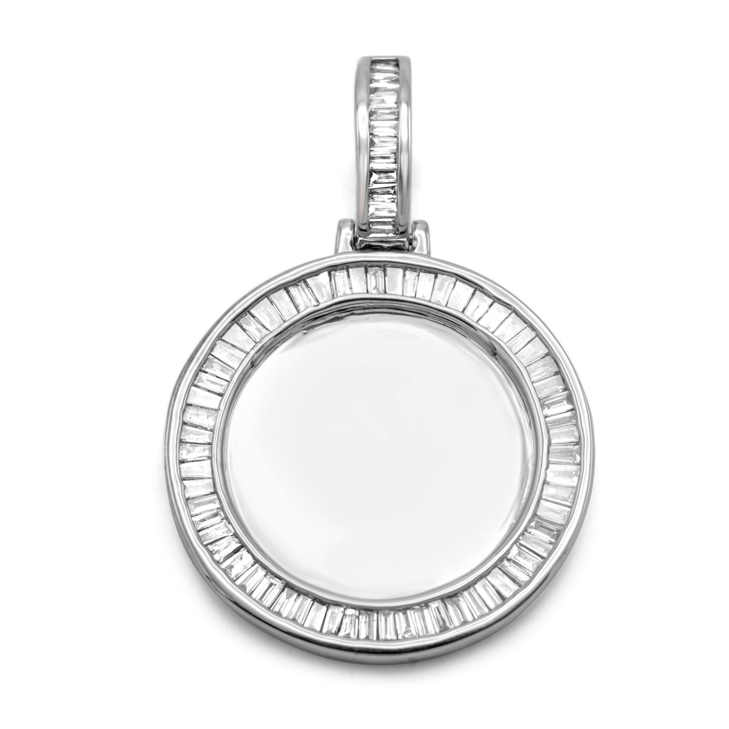 10K White Gold Diamond Baguette Picture Pendant 0.77ctw