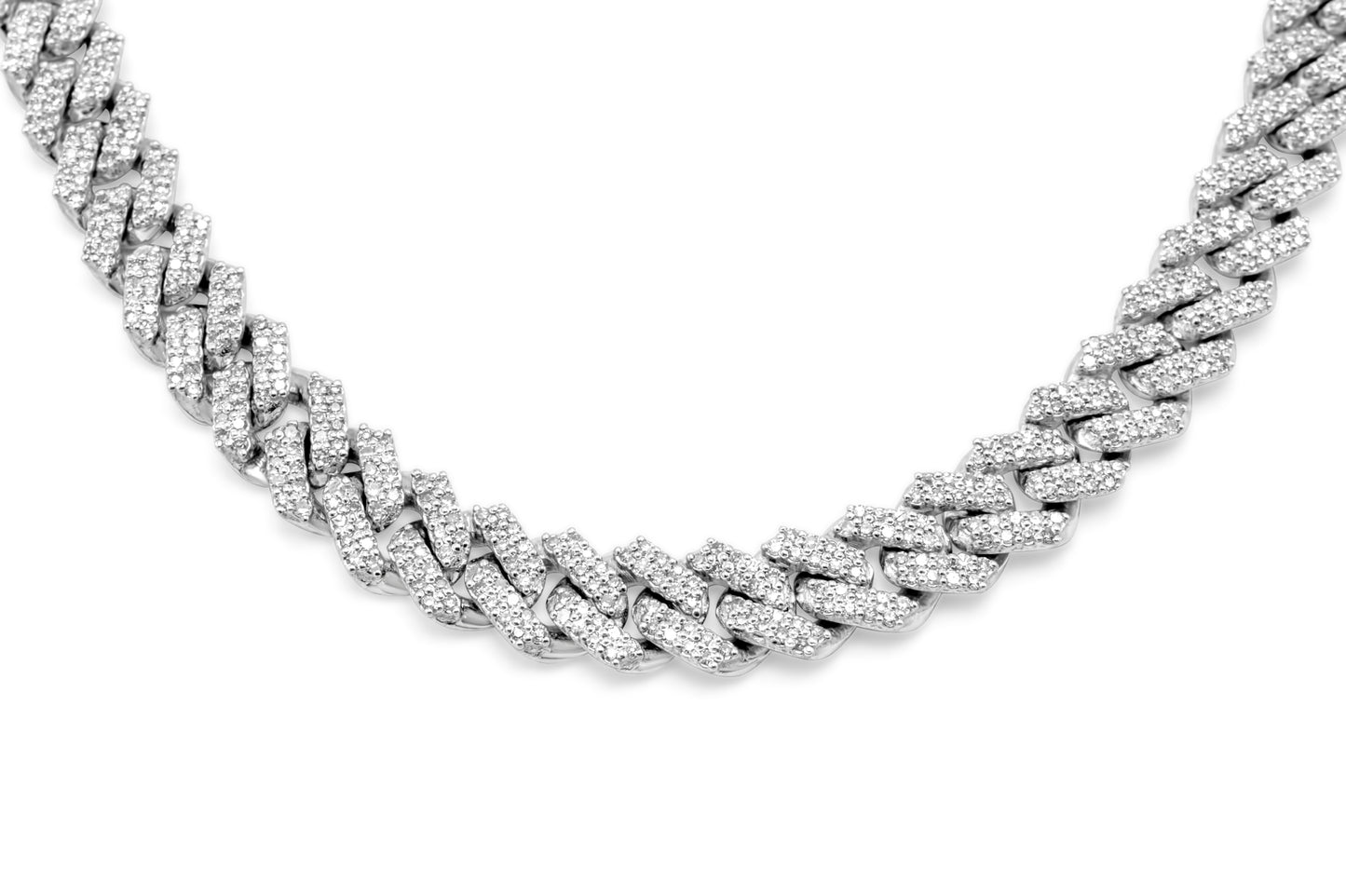 10K Solid Diamond White Gold Cuban Chain 6mm 4.79Ctw