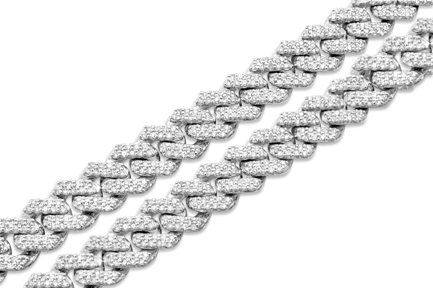 10K Solid Diamond White Gold Cuban Chain 6mm 4.79Ctw