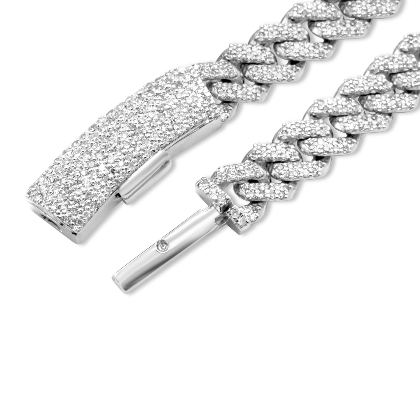 10K Solid Diamond White Gold Cuban Chain 6mm 4.79Ctw