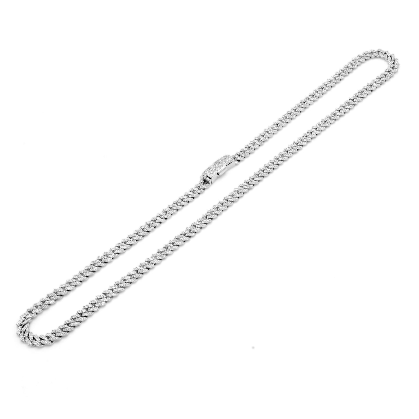 10K Solid Diamond White Gold Cuban Chain 6mm 4.79Ctw