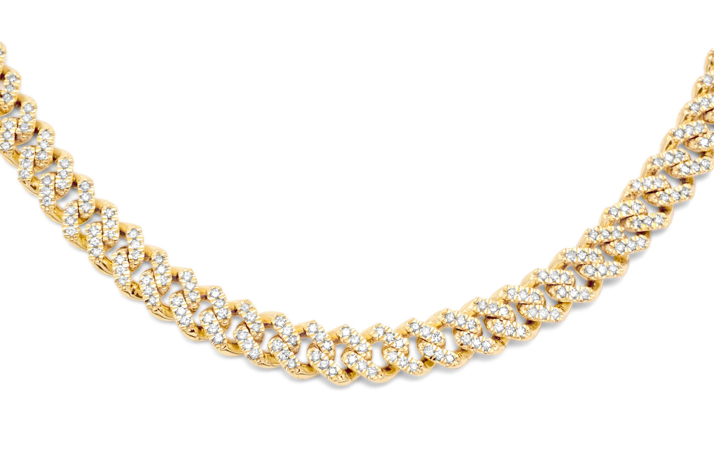 10K Solid Diamond Yellow Gold Cuban Chain 6mm 3.65ctw