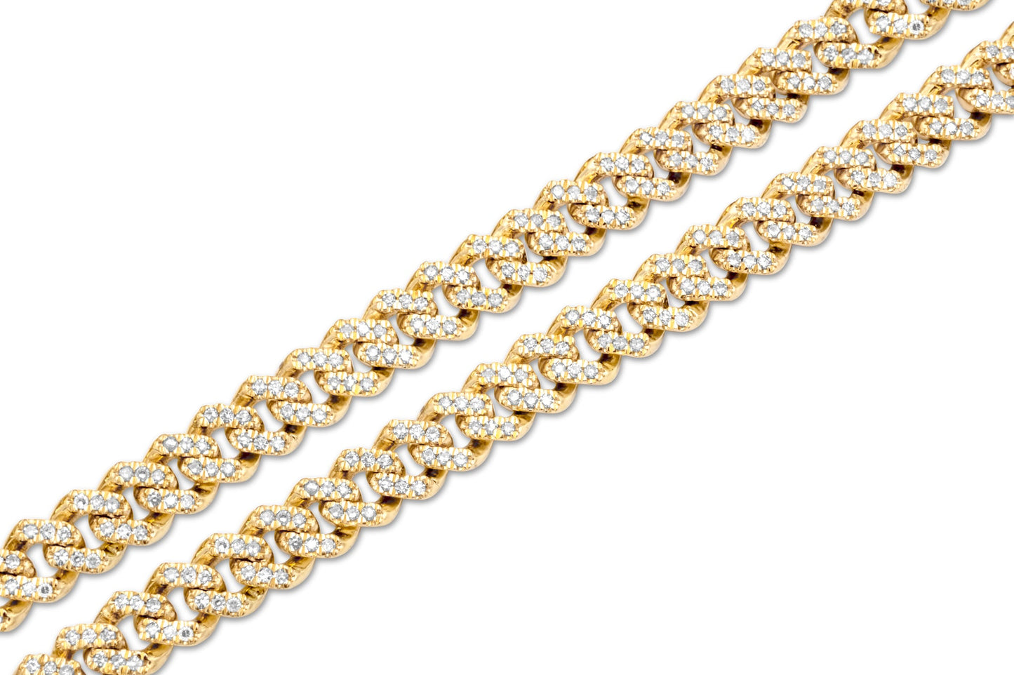 10K Solid Diamond Yellow Gold Cuban Chain 6mm 3.65 ctw (Choker)