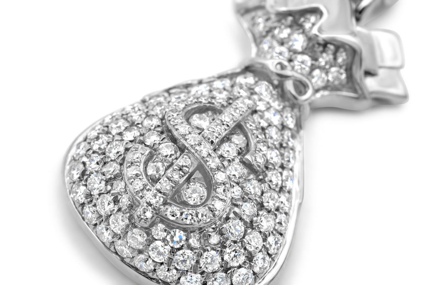 14k White Gold Money Bag Pendant