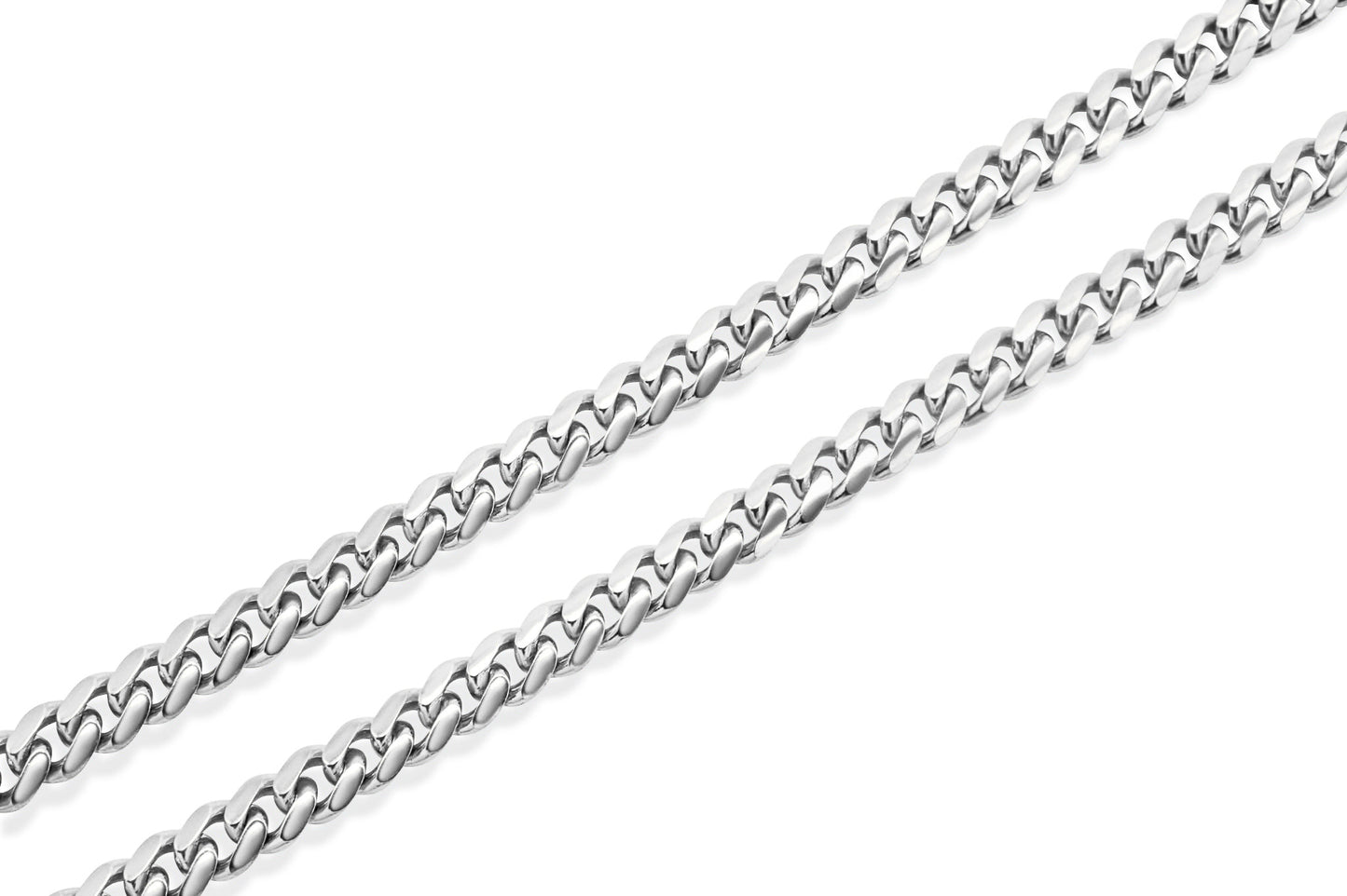 14k Solid White Gold Cuban Link Chain 4mm