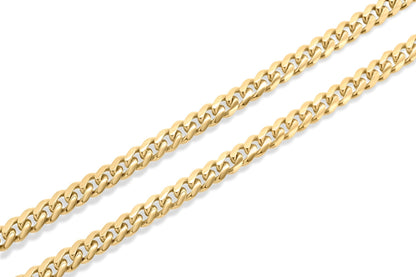 14k Hollow Yellow Gold Cuban Link Chain 4.5mm