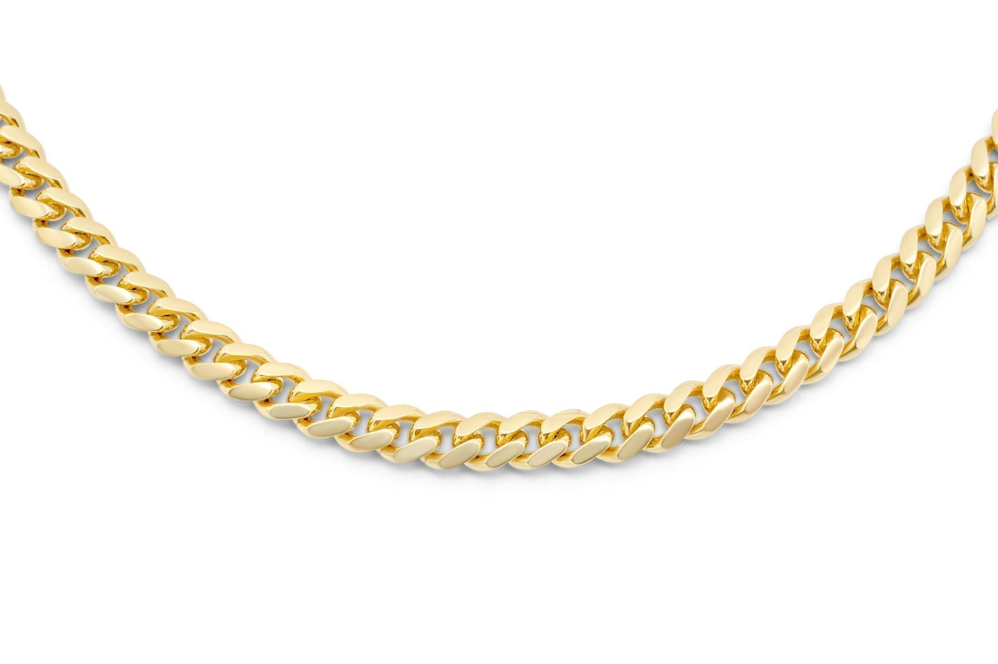 14k Semi-Solid Yellow Gold Cuban Link Chain 3mm