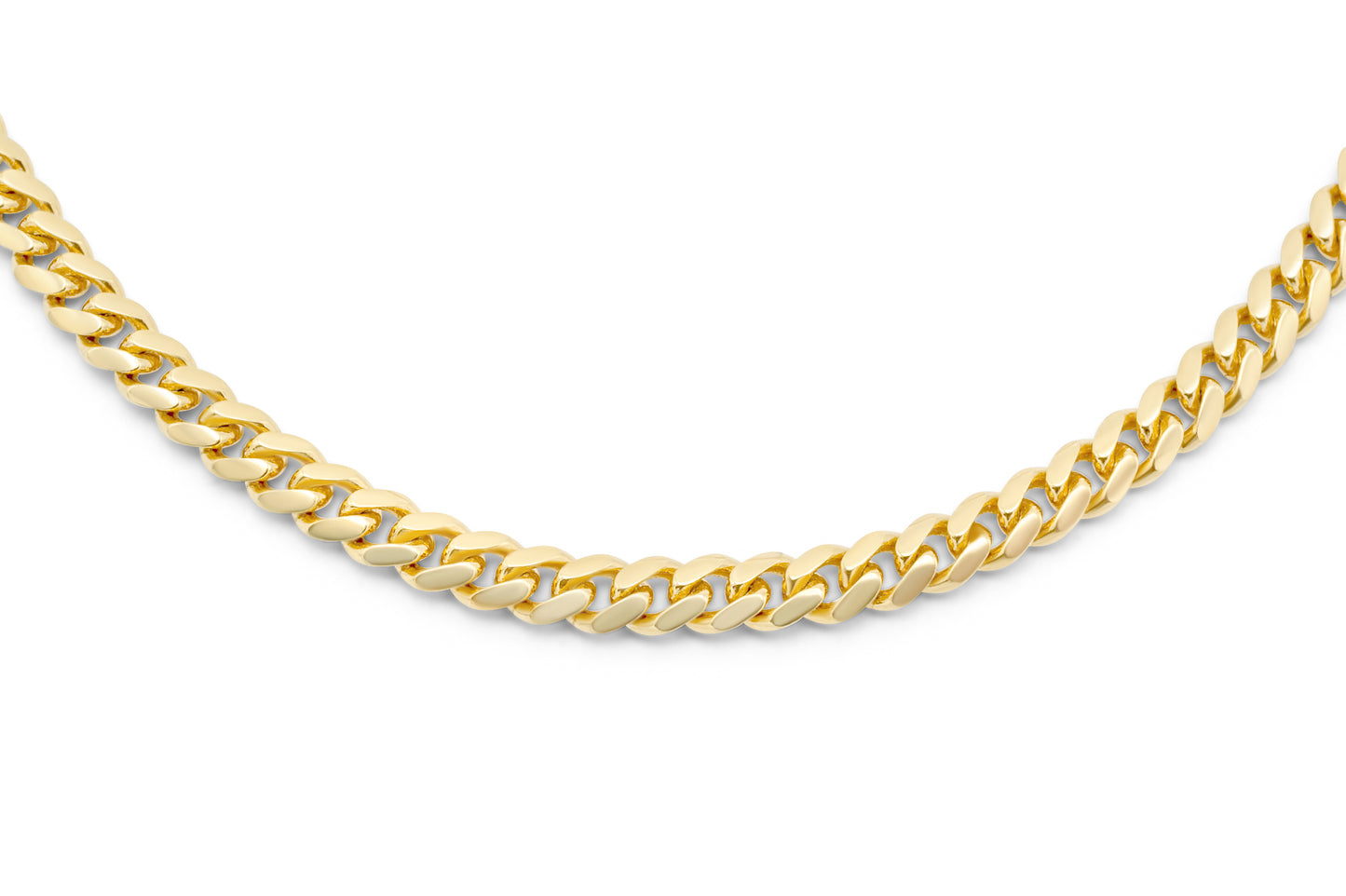 14k Solid Yellow Gold Cuban Link Chain 4mm